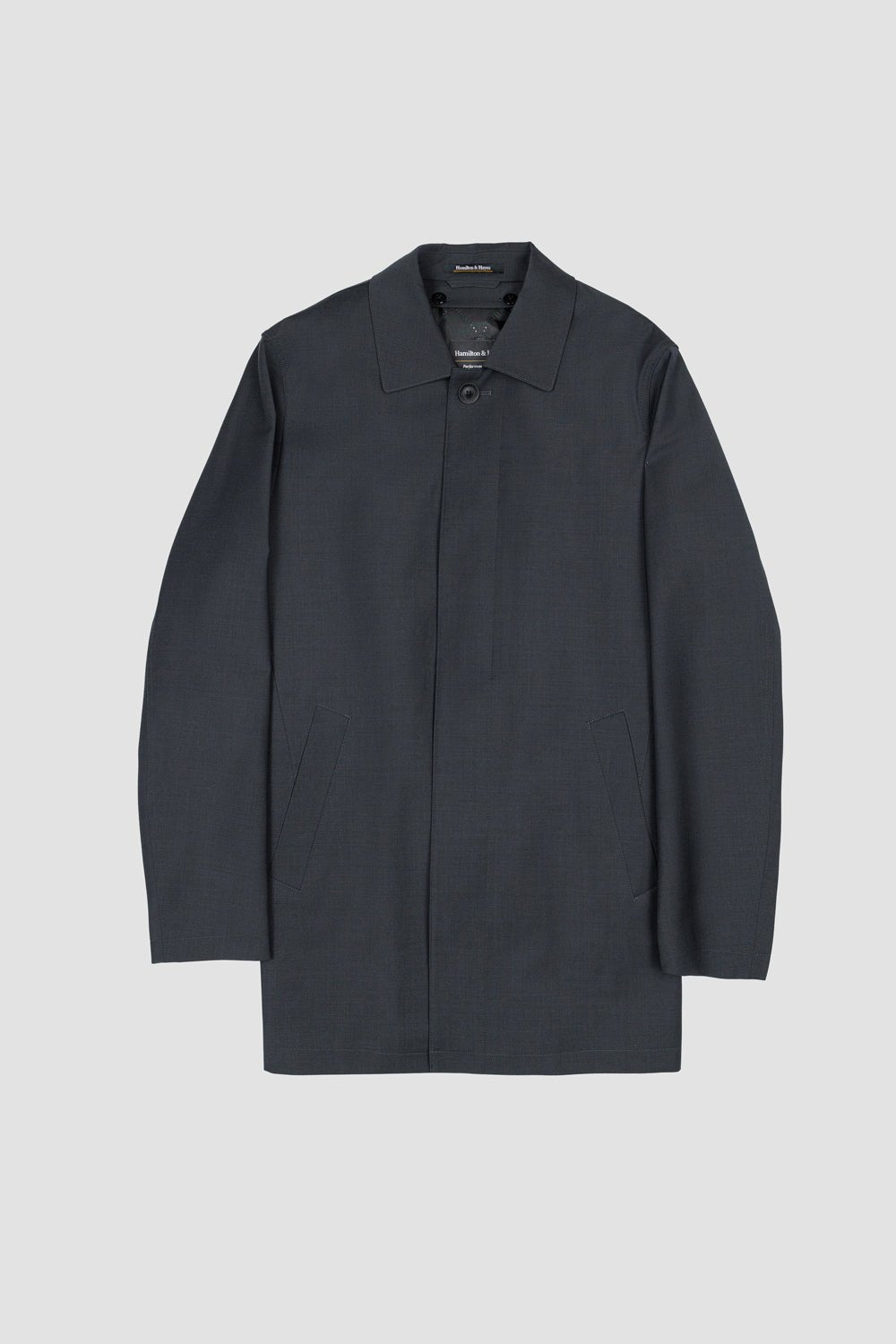 HAMILTON & HAYES 3/4 WATER REPELLANT COAT IN CHARCOAL GREY - Emporio