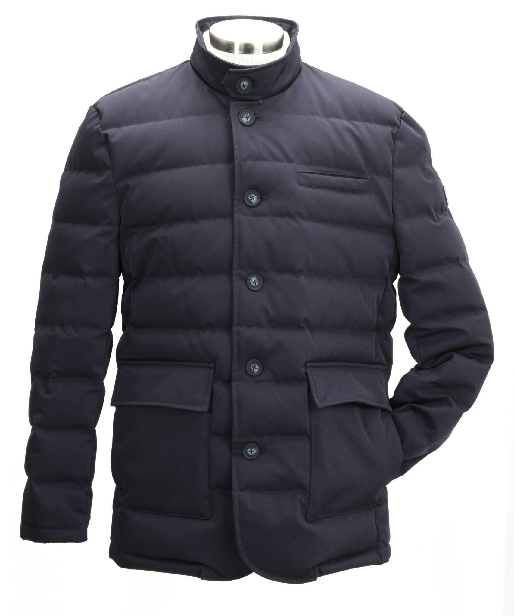 H&H QUILTED DOWN COAT IN NAVY - Emporio