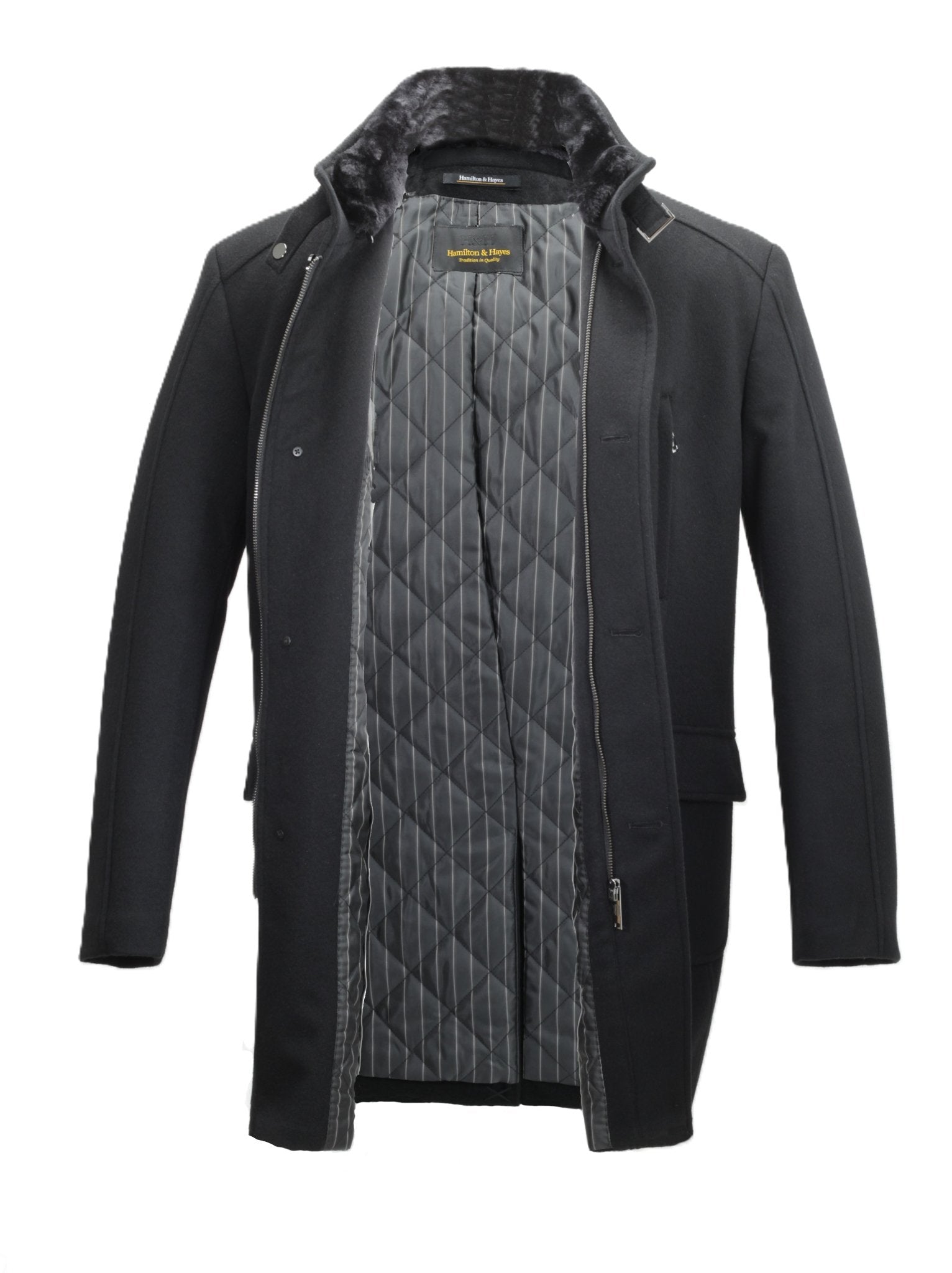 H&H WOOL DOWN COAT IN BLACK - Emporio