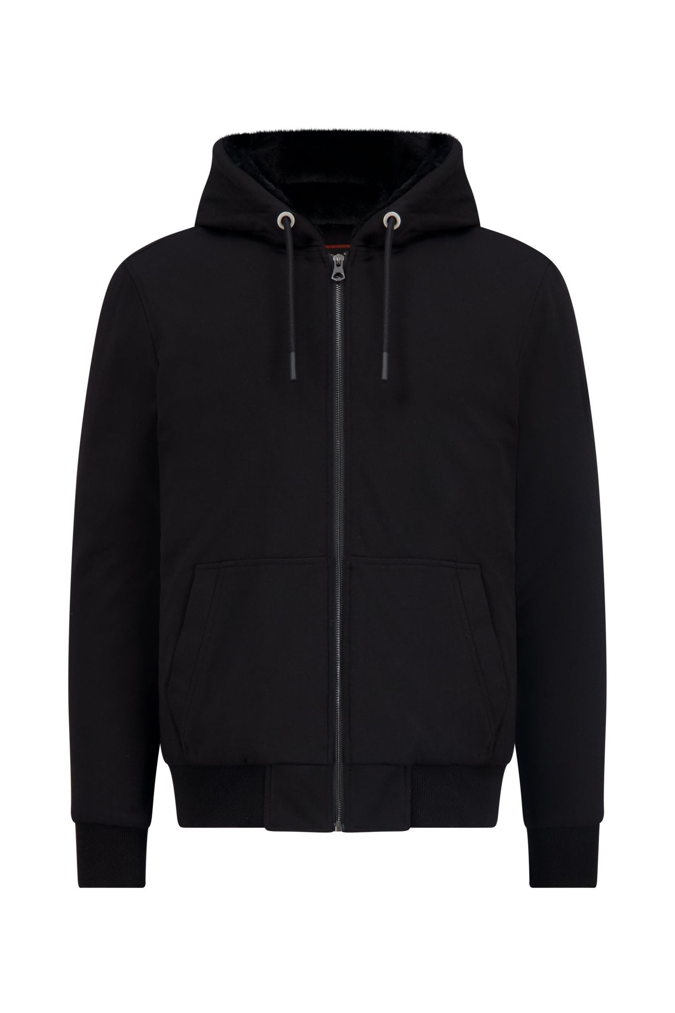 MXM FAUX FUR FULL ZIP SWEATER IN BLACK - Emporio