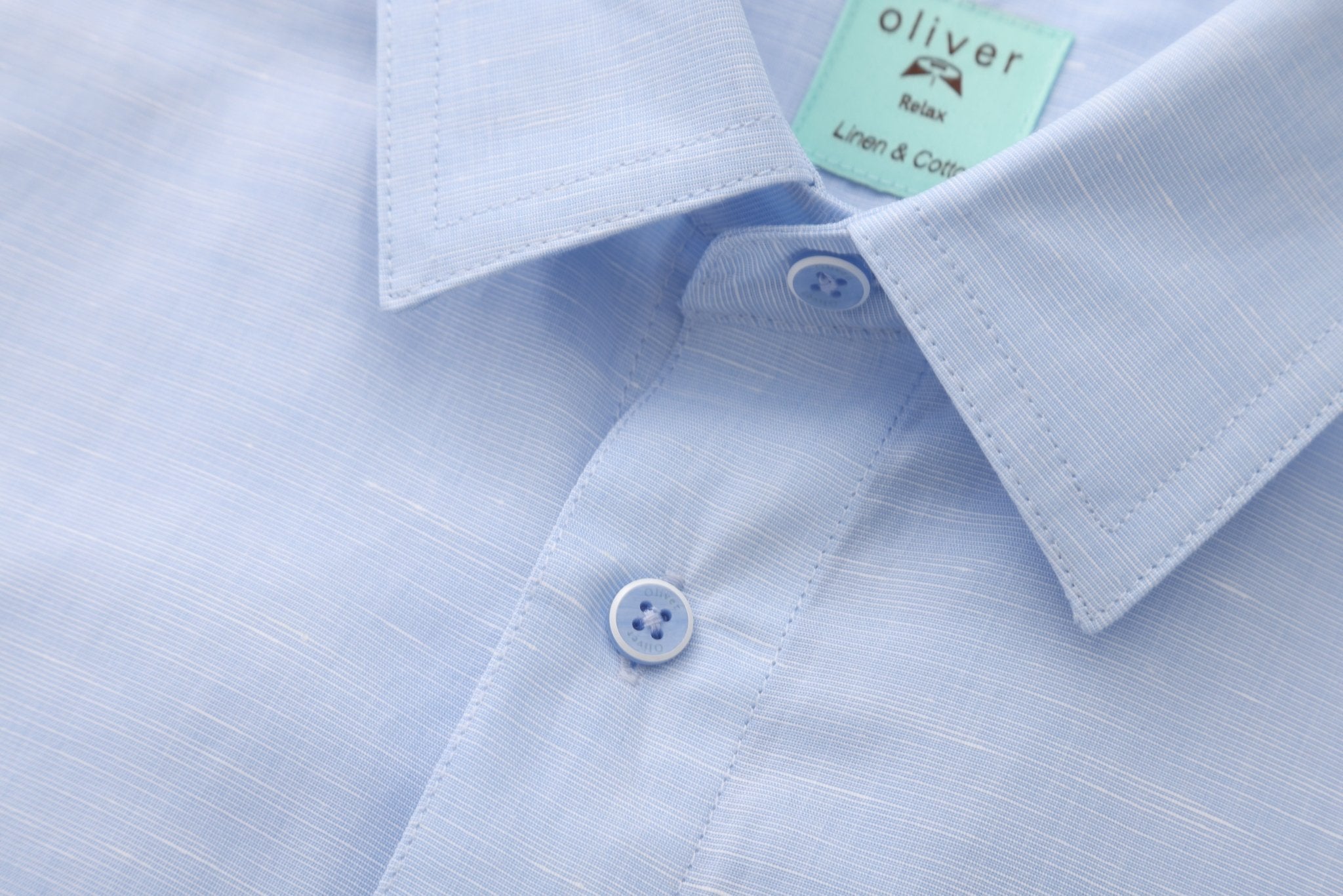 OLIVER COTTON - LINEN POLO IN SKY - Emporio