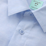 OLIVER COTTON - LINEN POLO IN SKY - Emporio