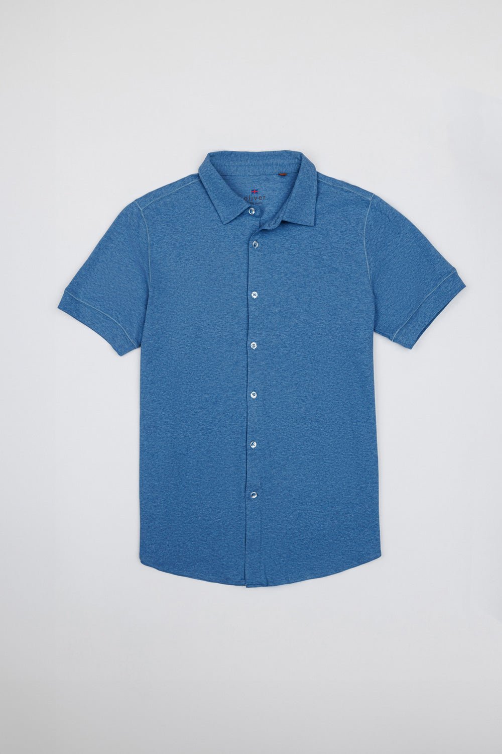 OLIVER FULL BUTTON POLO IN DENIM BLUE - Emporio