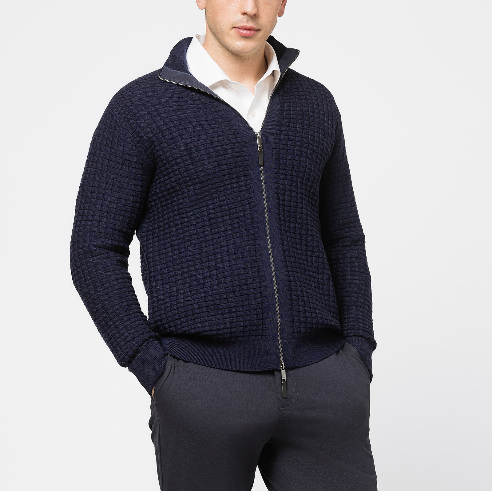 RAFFAELLO TWO WAY ZIP IN NAVY - Emporio