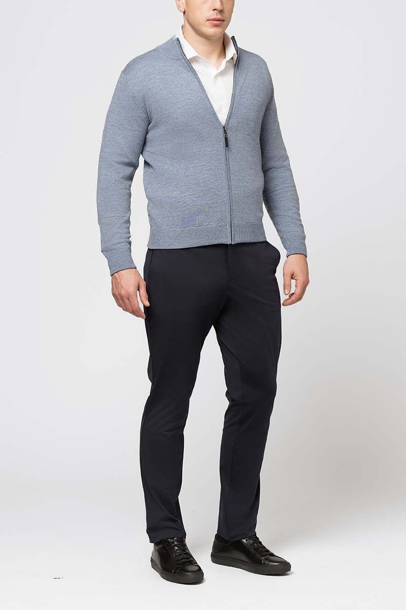 Raffaello Full Zip Sweater- "Lake (light blue)" - Emporio