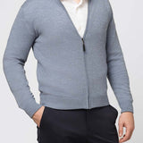 Raffaello Full Zip Sweater- "Lake (light blue)" - Emporio