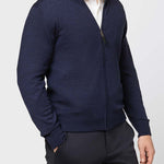 Raffaello Full Zip Sweater- "Marine Blue" - Emporio