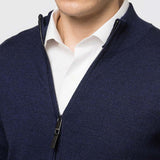 Raffaello Full Zip Sweater- "Marine Blue" - Emporio