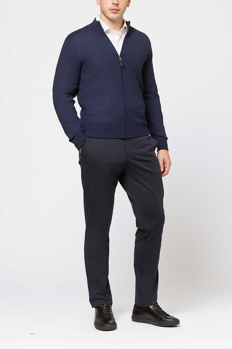 Raffaello Full Zip Sweater- "Marine Blue" - Emporio