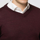 RAFFAELLO V-NECK SWEATER IN MULBERRY