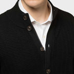 Richard Del Toro Textured Button Full Zip-Black - Emporio