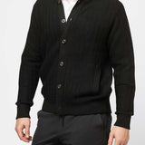 Richard Del Toro Textured Button Full Zip-Black - Emporio