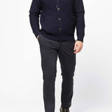 Richard Del Toro Textured Button Full Zip-Navy - Emporio