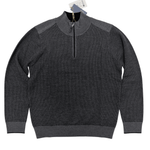 1/2 ZIP TEXTURED SWEATER IN CHARCOAL - Emporio