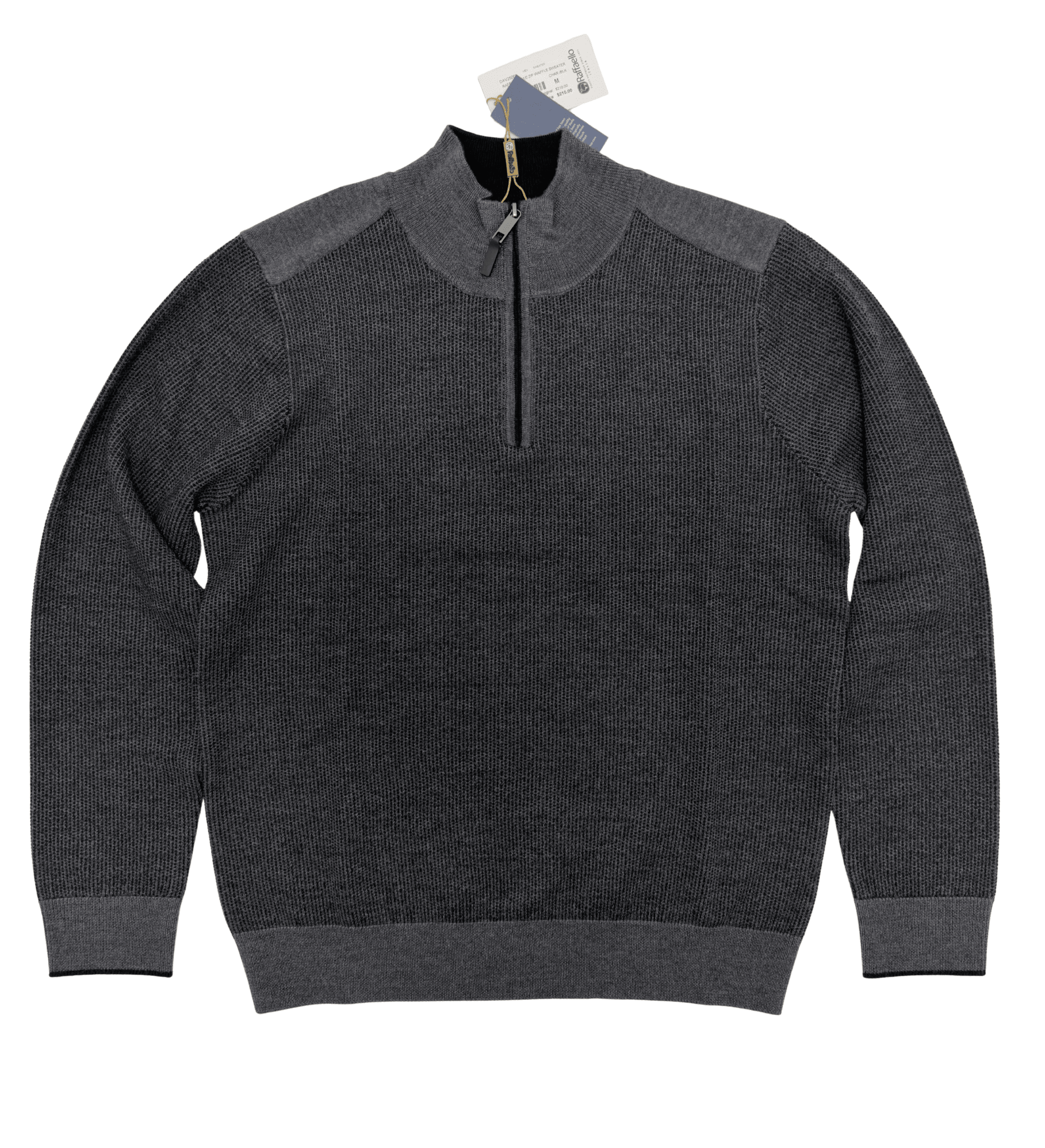 1/2 ZIP TEXTURED SWEATER IN CHARCOAL - Emporio