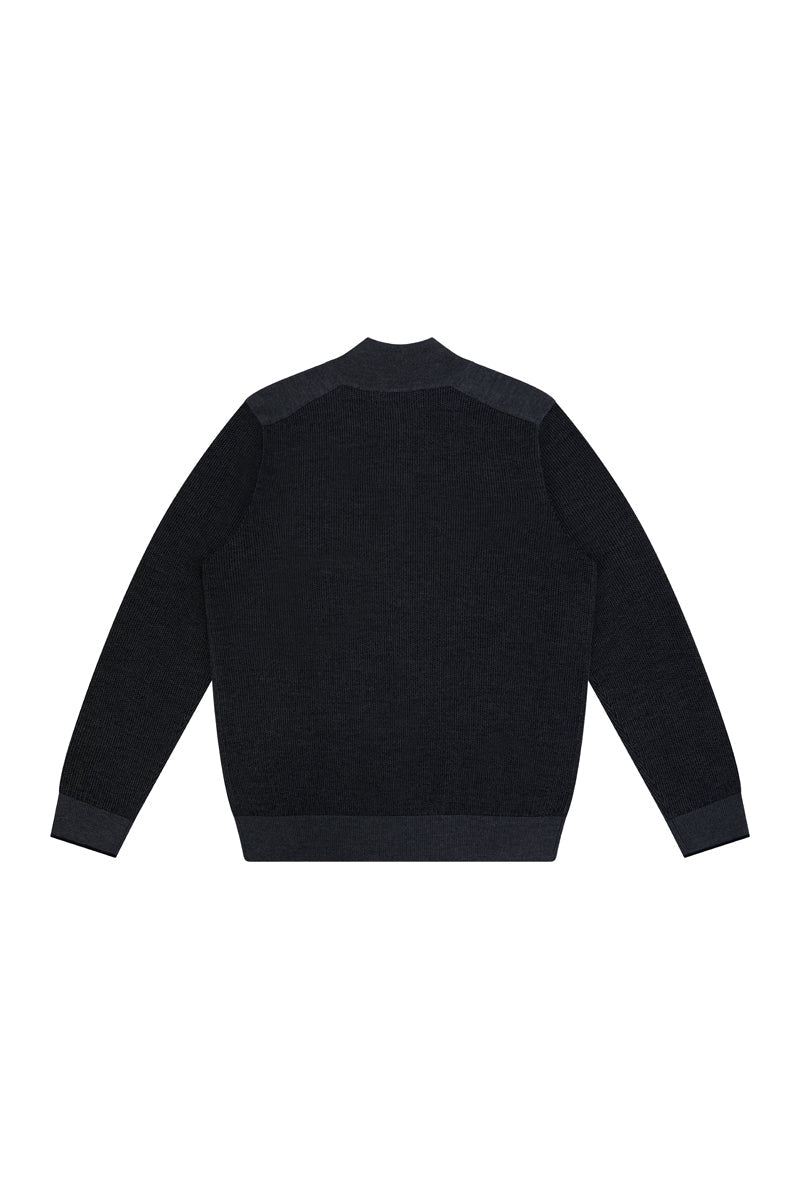1/2 ZIP TEXTURED SWEATER IN CHARCOAL - Emporio