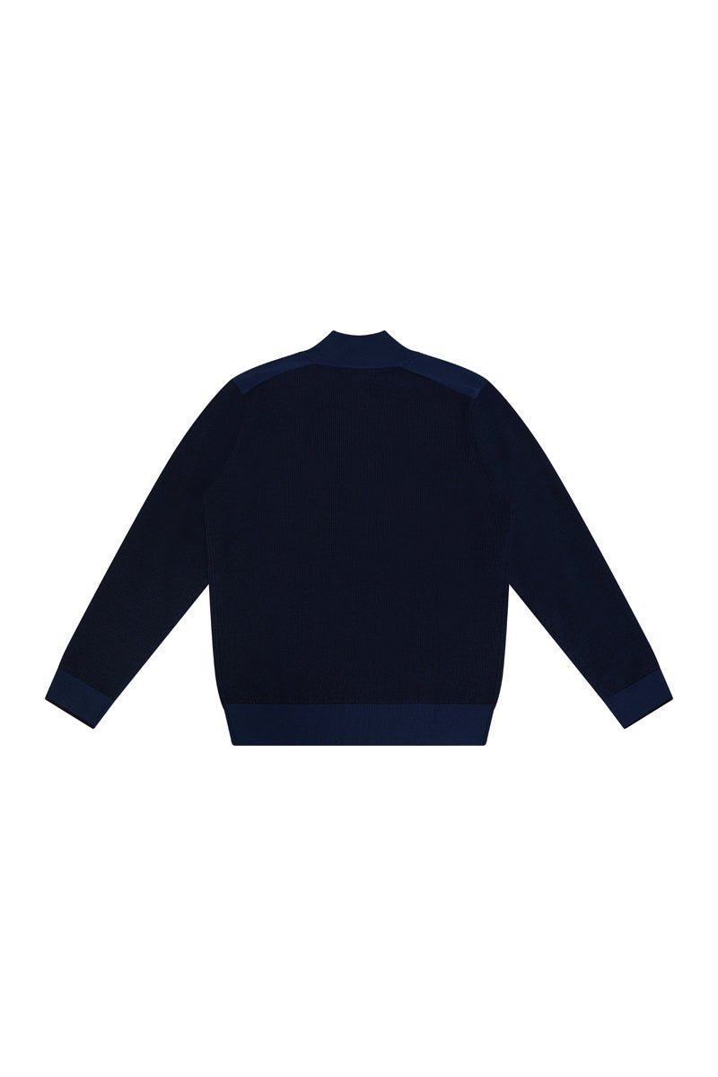 1/2 ZIP WAFFLE SWEATER IN NAVY - Emporio