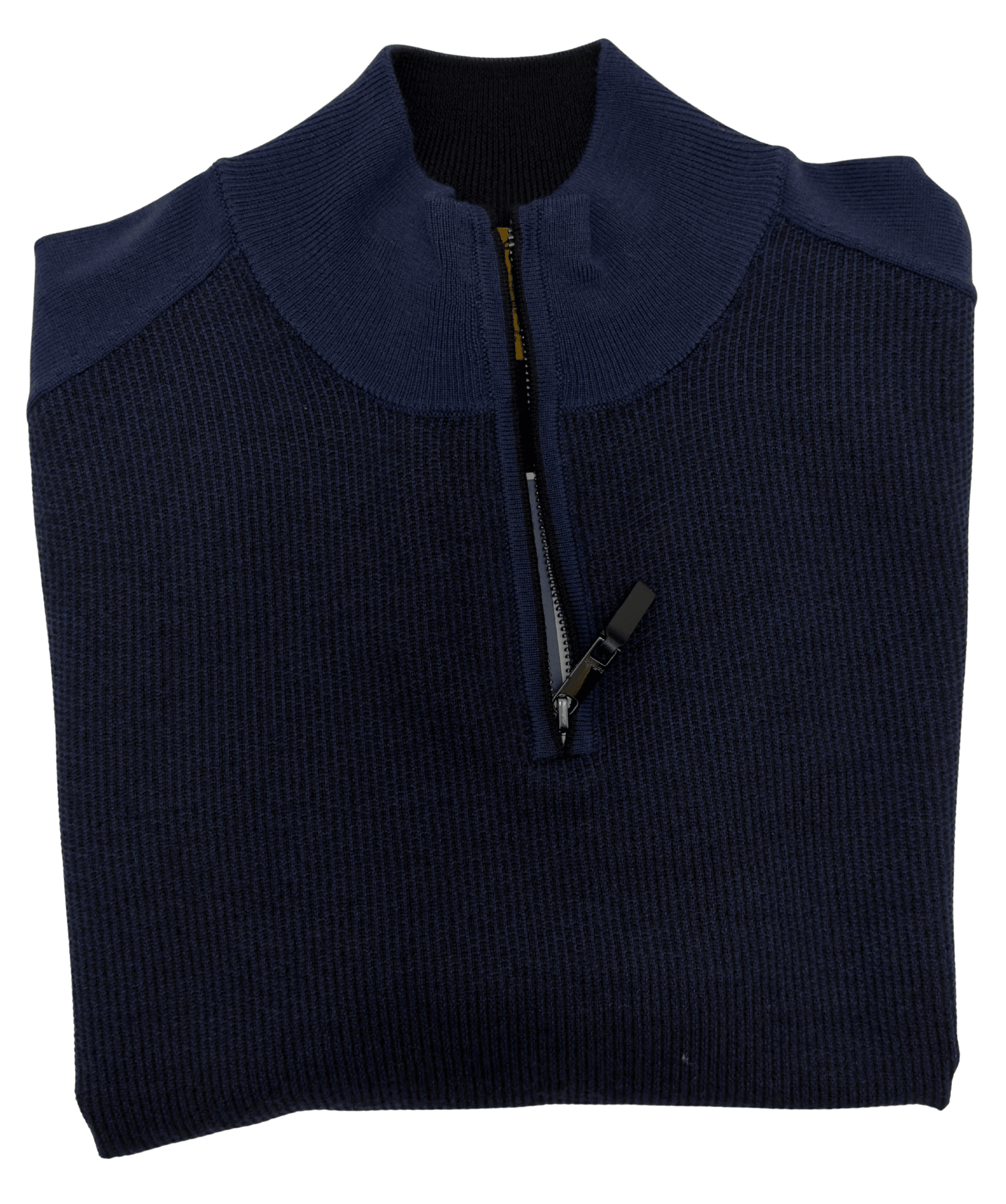 1/2 ZIP WAFFLE SWEATER IN NAVY - Emporio