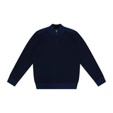 1/2 ZIP WAFFLE SWEATER IN NAVY - Emporio