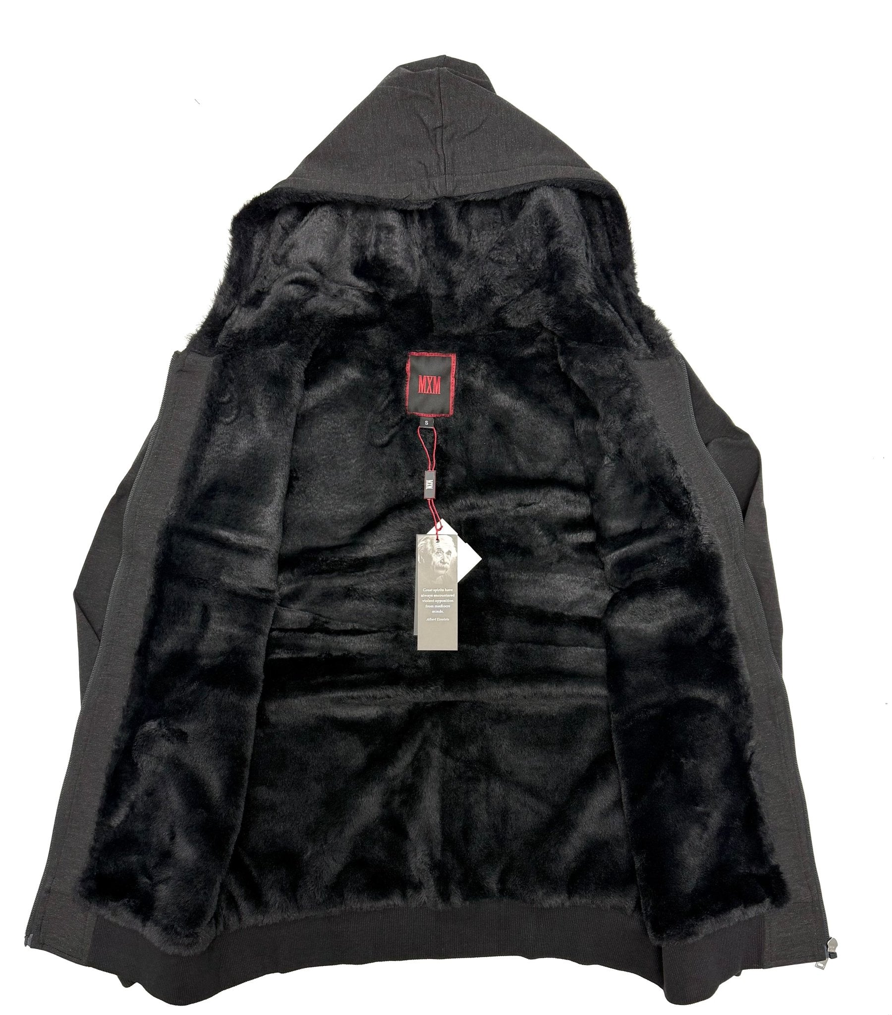 FULL LINED FAUX FUR SWEATER IN CHARCOAL - Emporio