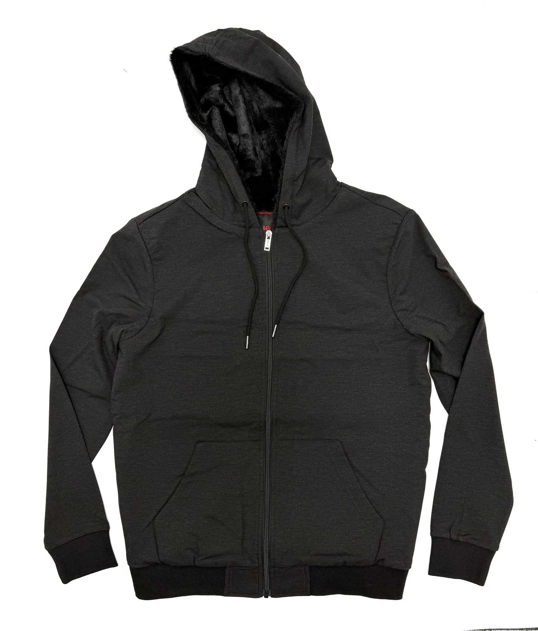 FULL LINED FAUX FUR SWEATER IN CHARCOAL - Emporio