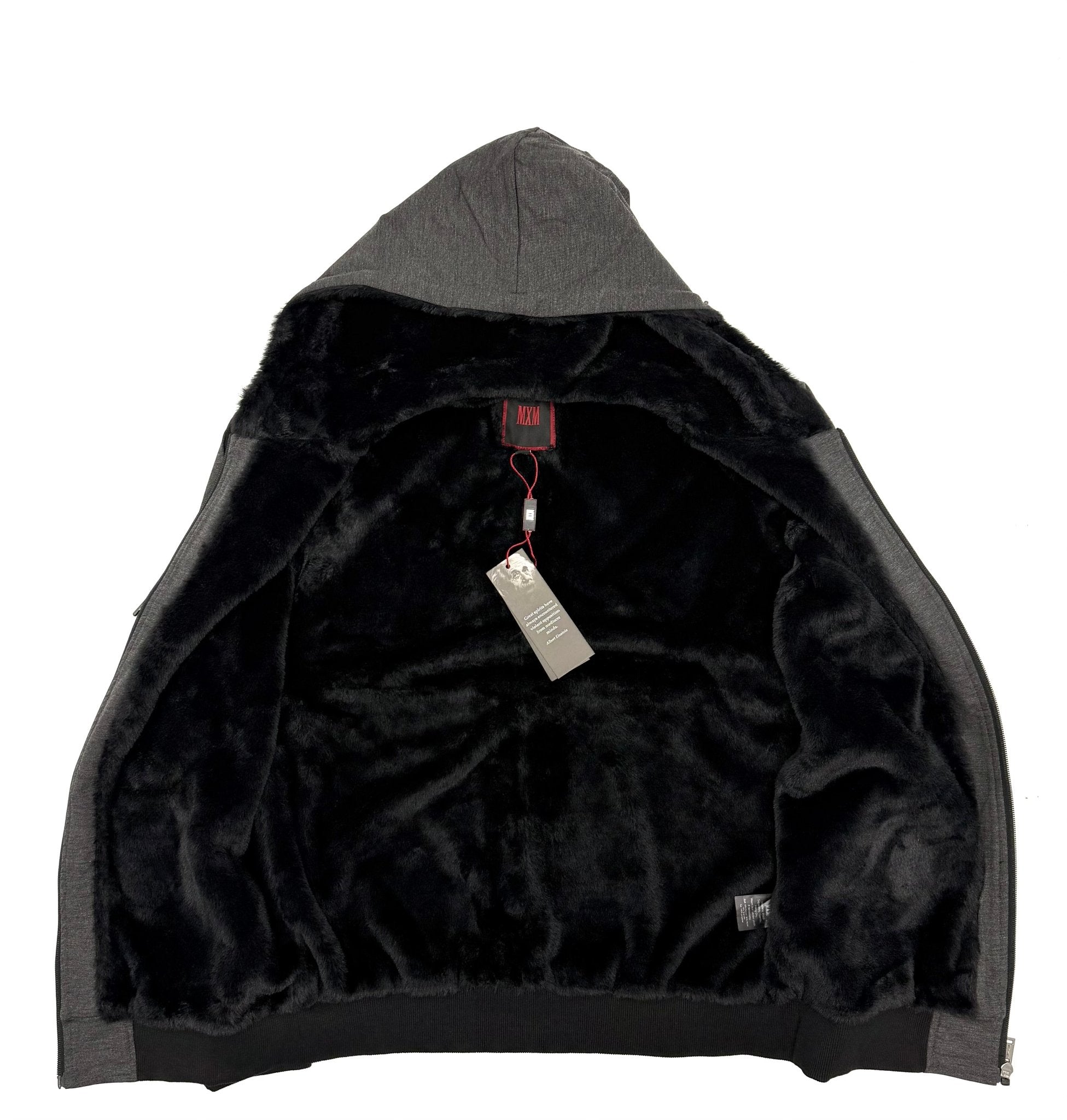 FULL LINED FAUX FUR SWEATER IN DENIM GREY - Emporio