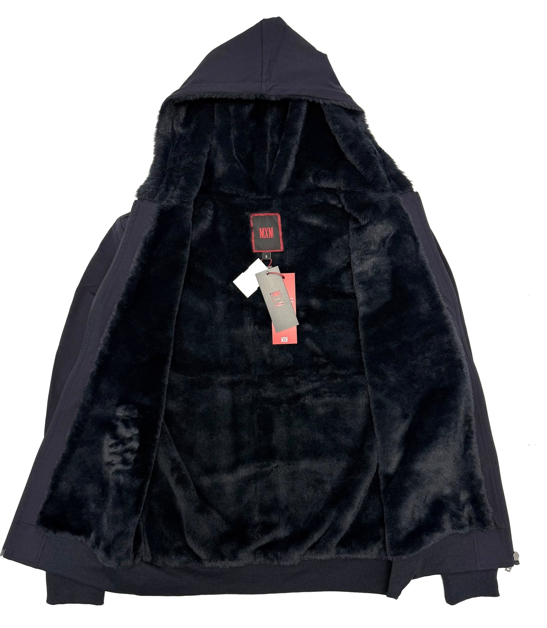 FULL LINED FAUX FUR SWEATER IN NAVY - Emporio