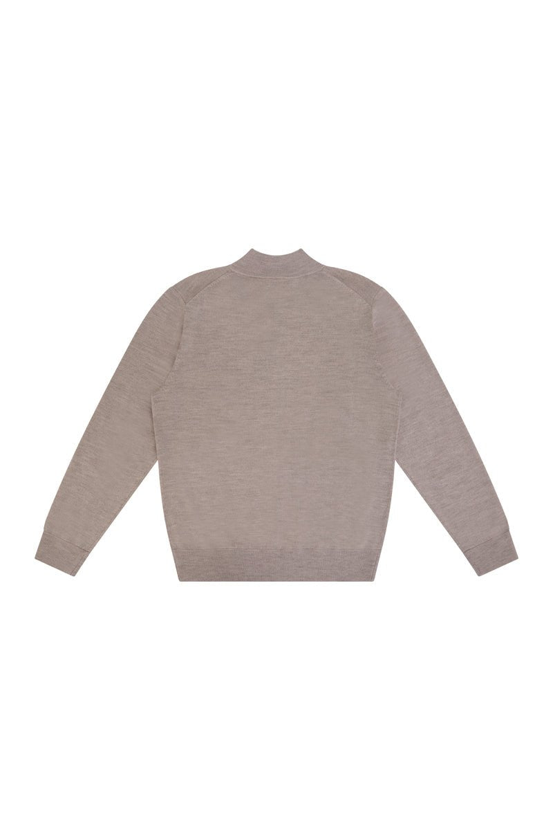 FULL ZIP SWEATER IN OAT - Emporio