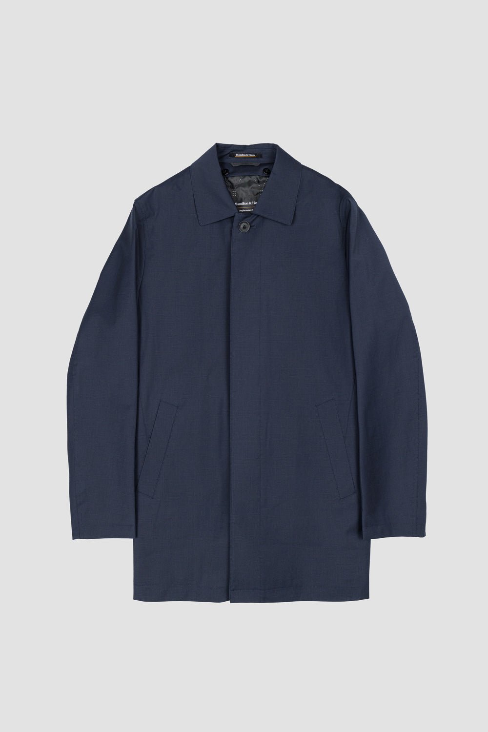 HAMILTON & HAYES 3/4 WATER REPELLANT COAT IN NAVY - Emporio