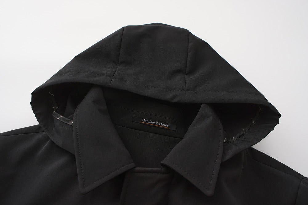 HAMILTON & HAYES 3/4 WINTER RAIN COAT IN BLACK - Emporio