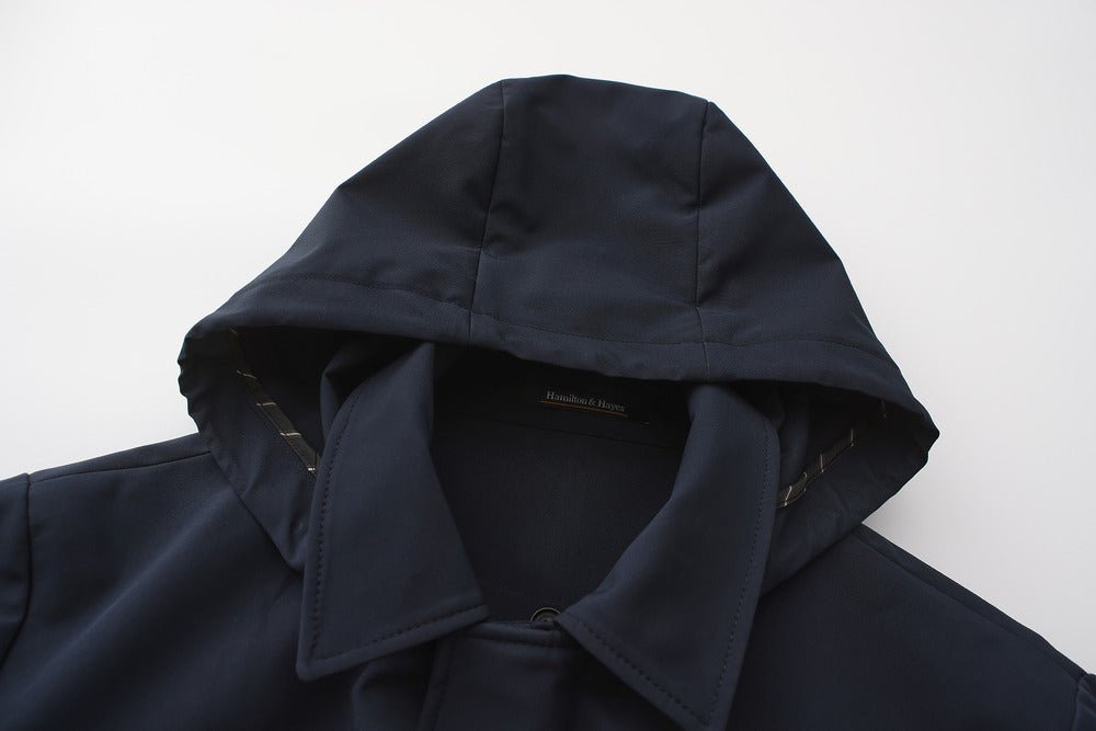 HAMILTON & HAYES 3/4 WINTER RAIN COAT IN NAVY - Emporio