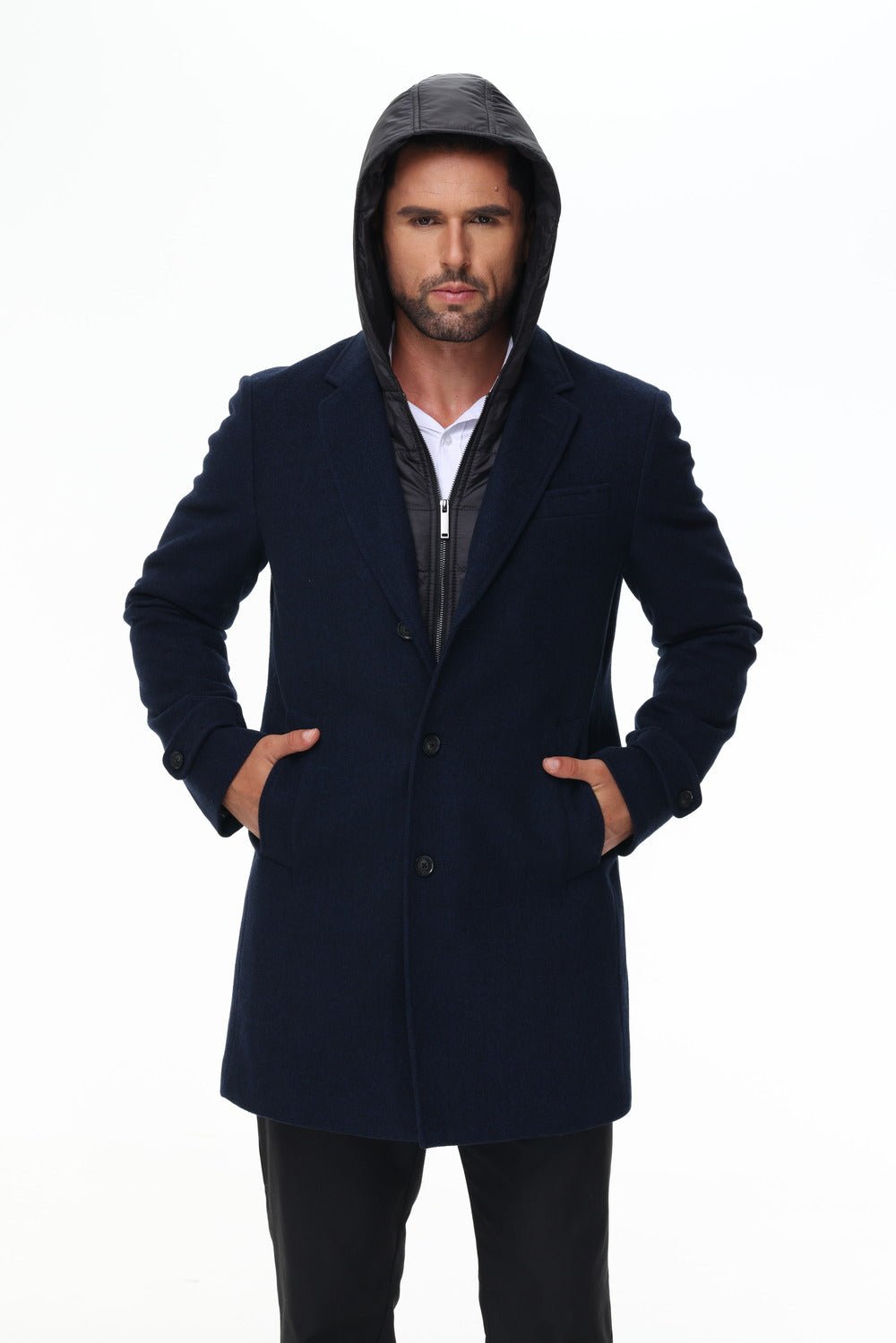 HAMILTON & HAYES 3/4 WOOL WINTER COAT IN NAVY - Emporio