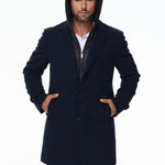 HAMILTON & HAYES 3/4 WOOL WINTER COAT IN NAVY - Emporio