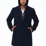 HAMILTON & HAYES 3/4 WOOL WINTER COAT IN NAVY - Emporio