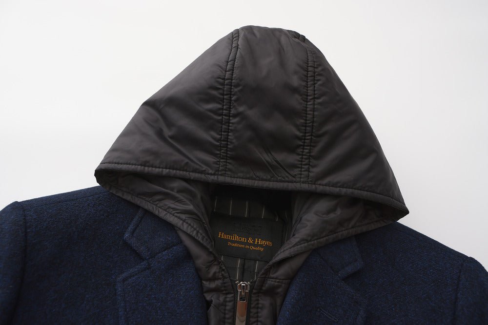 HAMILTON & HAYES 3/4 WOOL WINTER COAT IN NAVY - Emporio