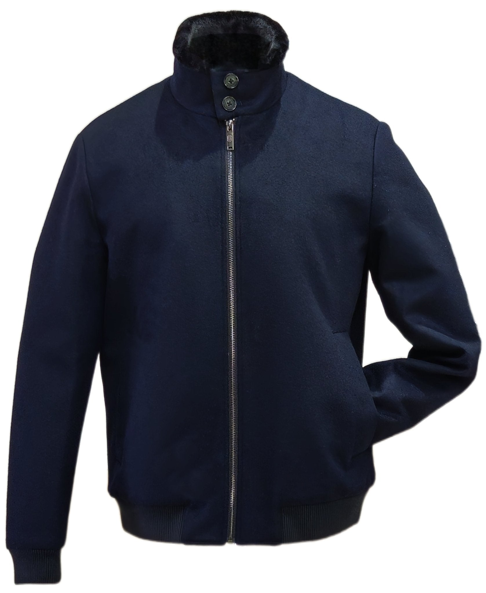H&H FUR LINED BOMBER IN NAVY - Emporio