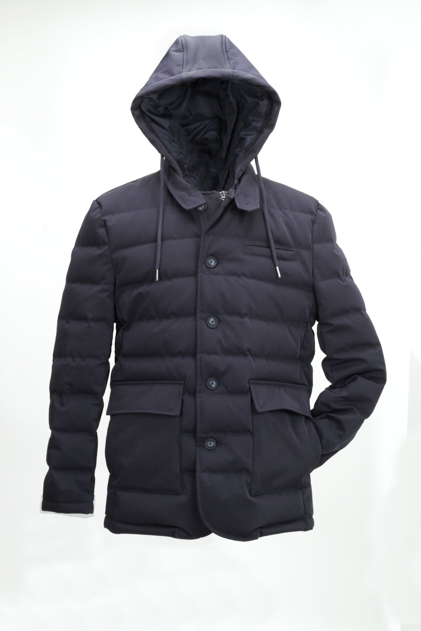 H&H QUILTED DOWN COAT IN NAVY - Emporio