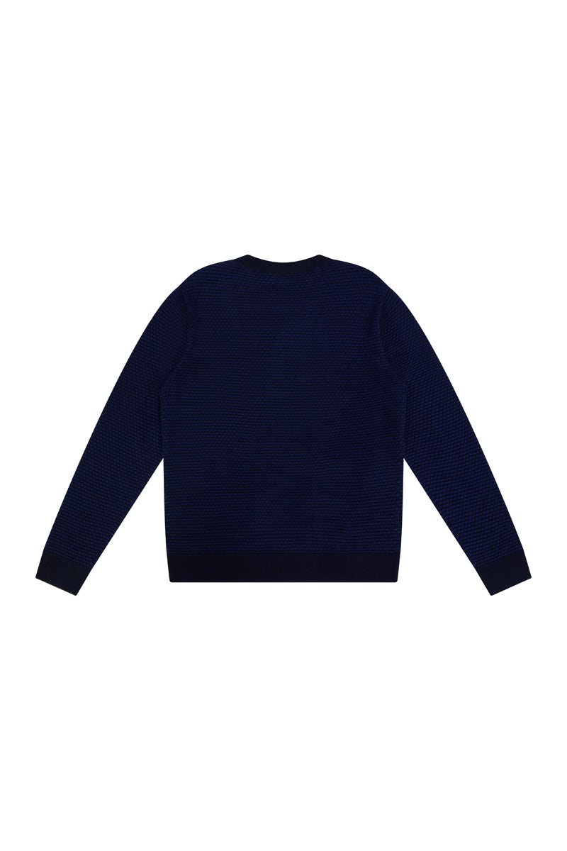 MERINO WOOL HONEYCOMB CREW NECK - Emporio
