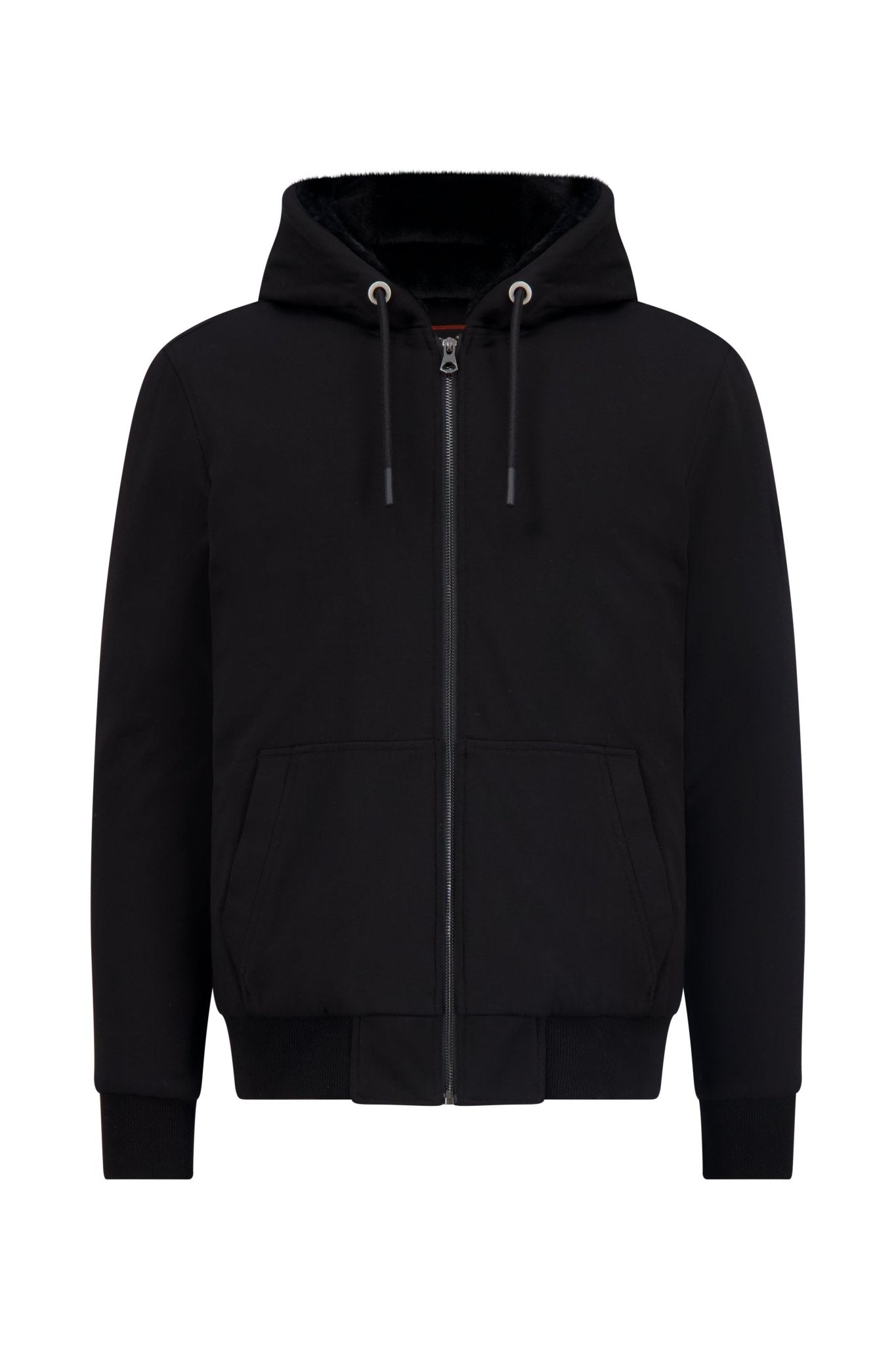 MXM FAUX FUR FULL ZIP SWEATER IN BLACK - Emporio
