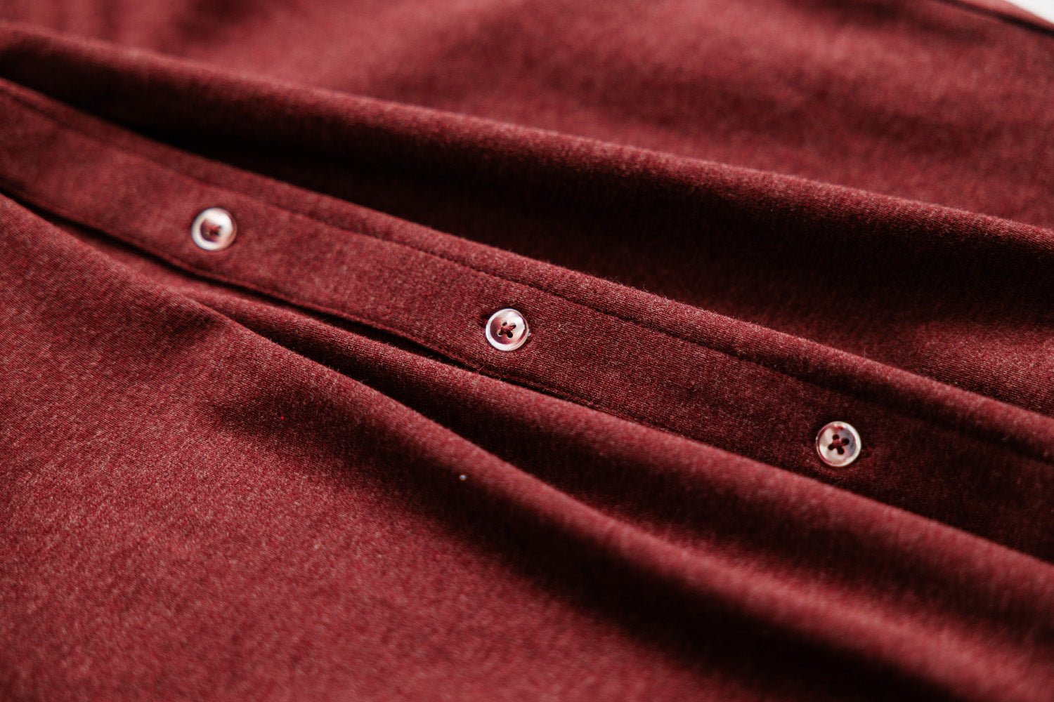 OLIVER FULL BUTTON POLO IN BURGUNDY - Emporio