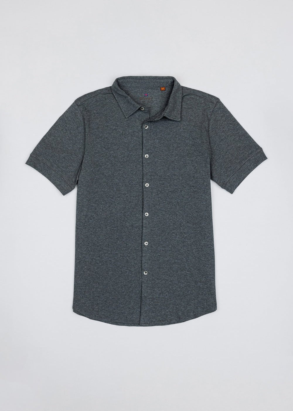 OLIVER FULL BUTTON POLO IN CHARCOAL - Emporio