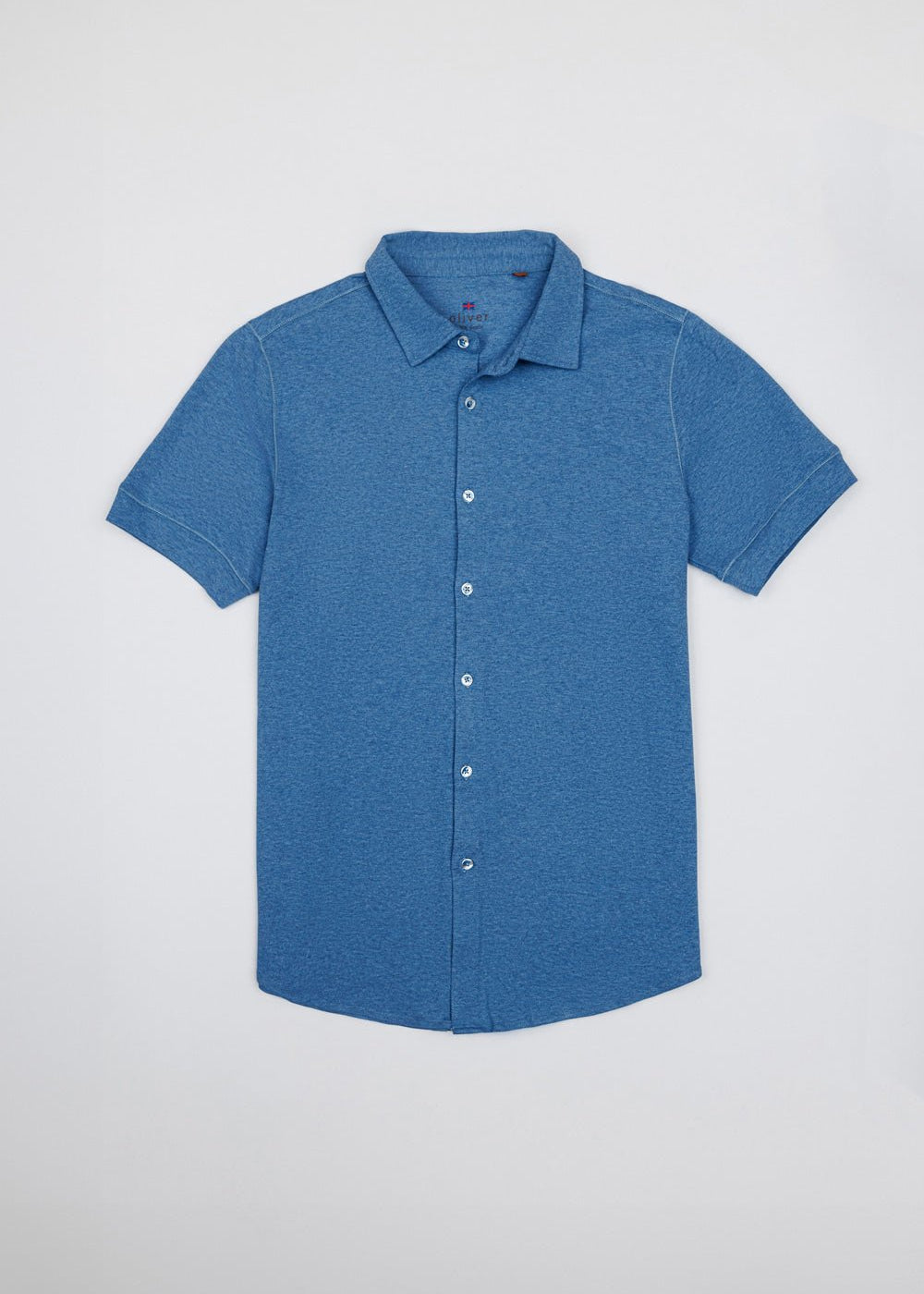 OLIVER FULL BUTTON POLO IN DENIM BLUE - Emporio