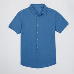 OLIVER FULL BUTTON POLO IN DENIM BLUE - Emporio