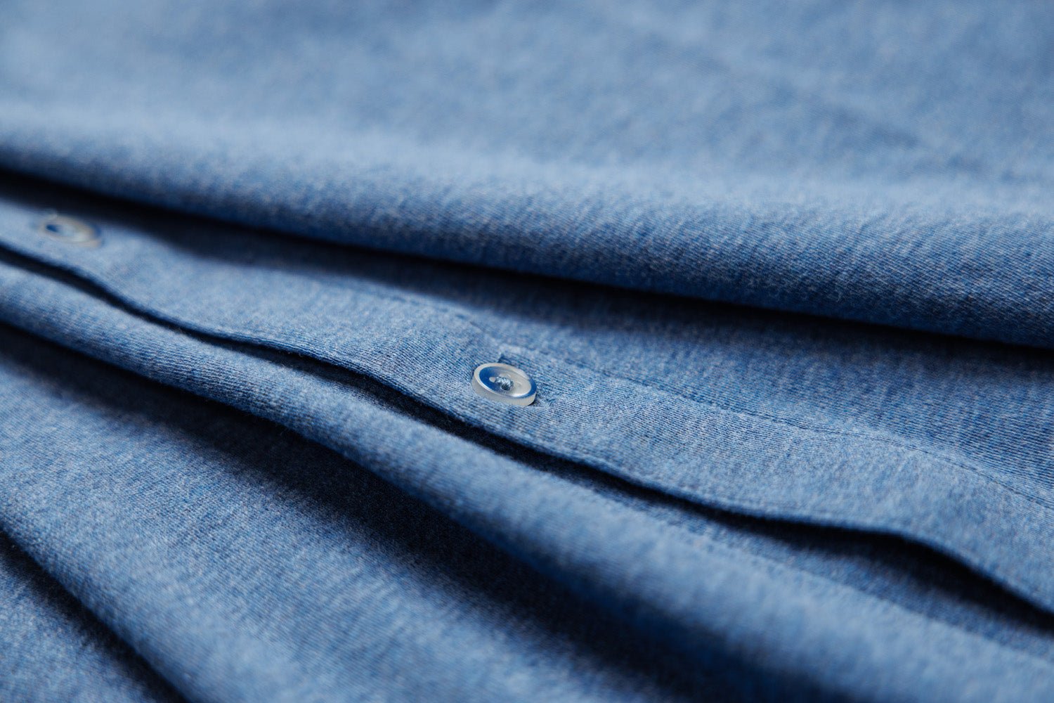 OLIVER FULL BUTTON POLO IN DENIM BLUE - Emporio