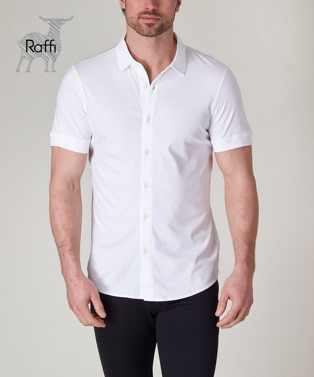 RAFFI FULL BUTTONED DOWN POLO IN WHITE - Emporio