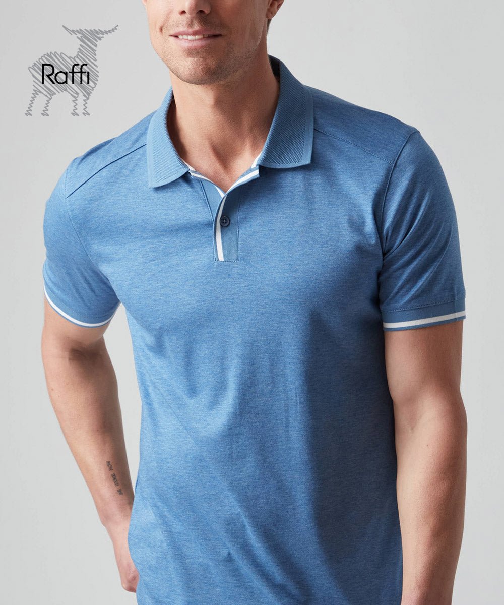 RAFFI SHORT SLEEVE POLO IN DENIM - Emporio