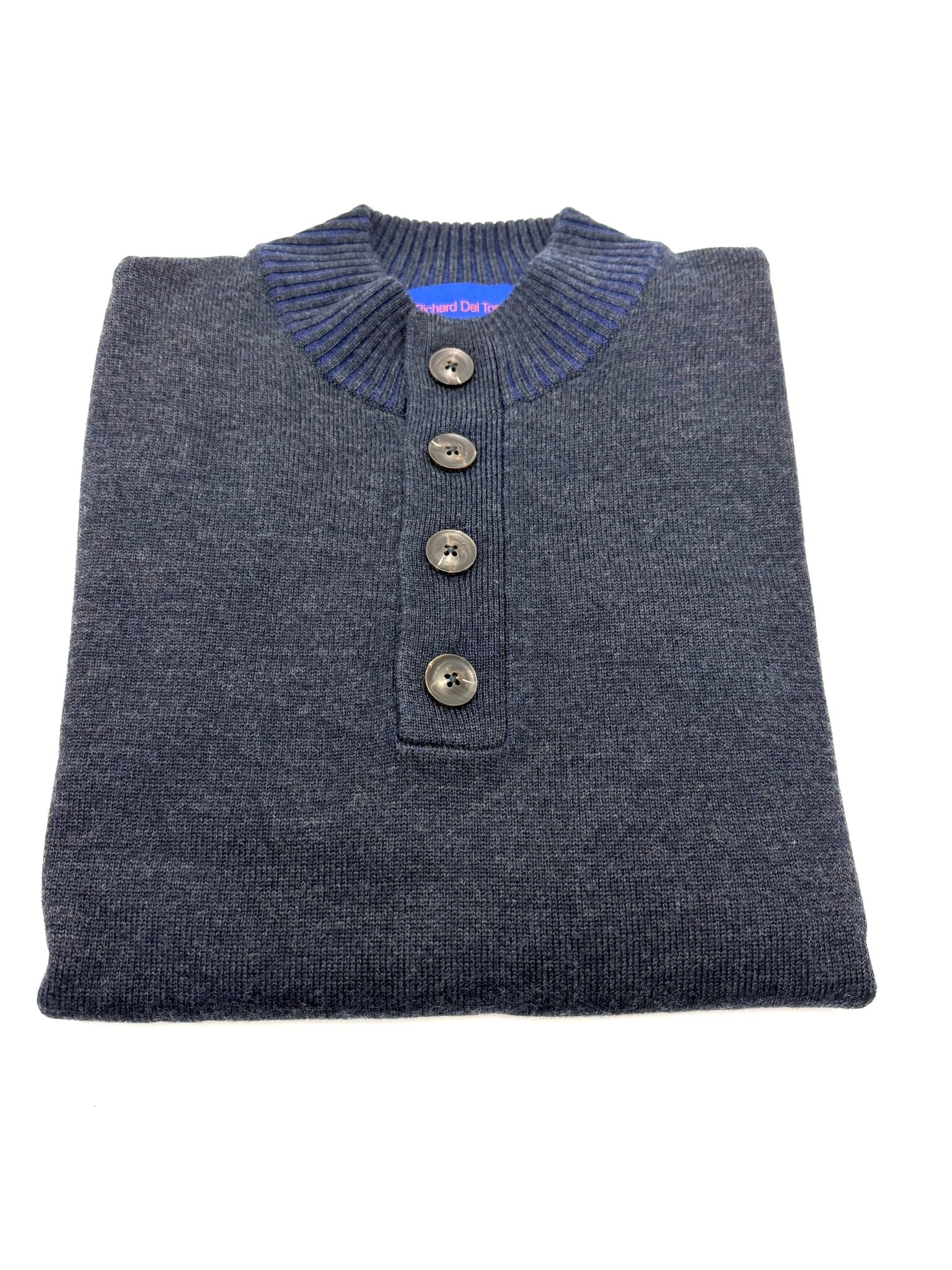 RICHARD DEL TORO 1/2 BUTTON MELANGE IN HEATHERED GREY - Emporio