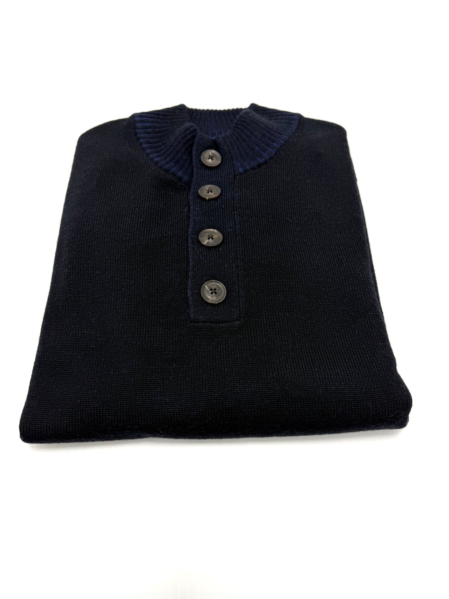 RICHARD DEL TORO 1/2 BUTTON MELANGE IN HEATHERED NAVY - Emporio