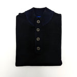 RICHARD DEL TORO 1/2 BUTTON MELANGE IN HEATHERED NAVY - Emporio