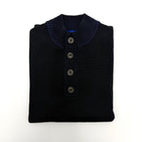 RICHARD DEL TORO 1/2 BUTTON MELANGE IN HEATHERED NAVY - Emporio